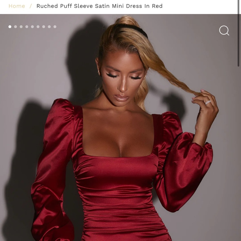 Ruched Puff Sleeve Satin Mini Dress - Oh Polly SOLD OUT